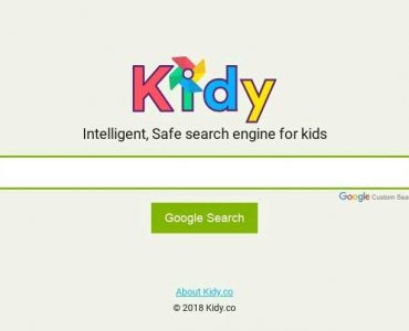 La pantalla de inicio del buscador Kidy para niños.